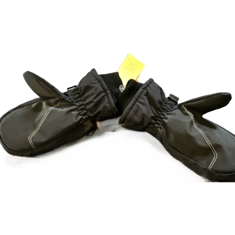 All In Motion Snow Sport Mittens Black Gray Kids Size 8-14 Waterproof 1-01290